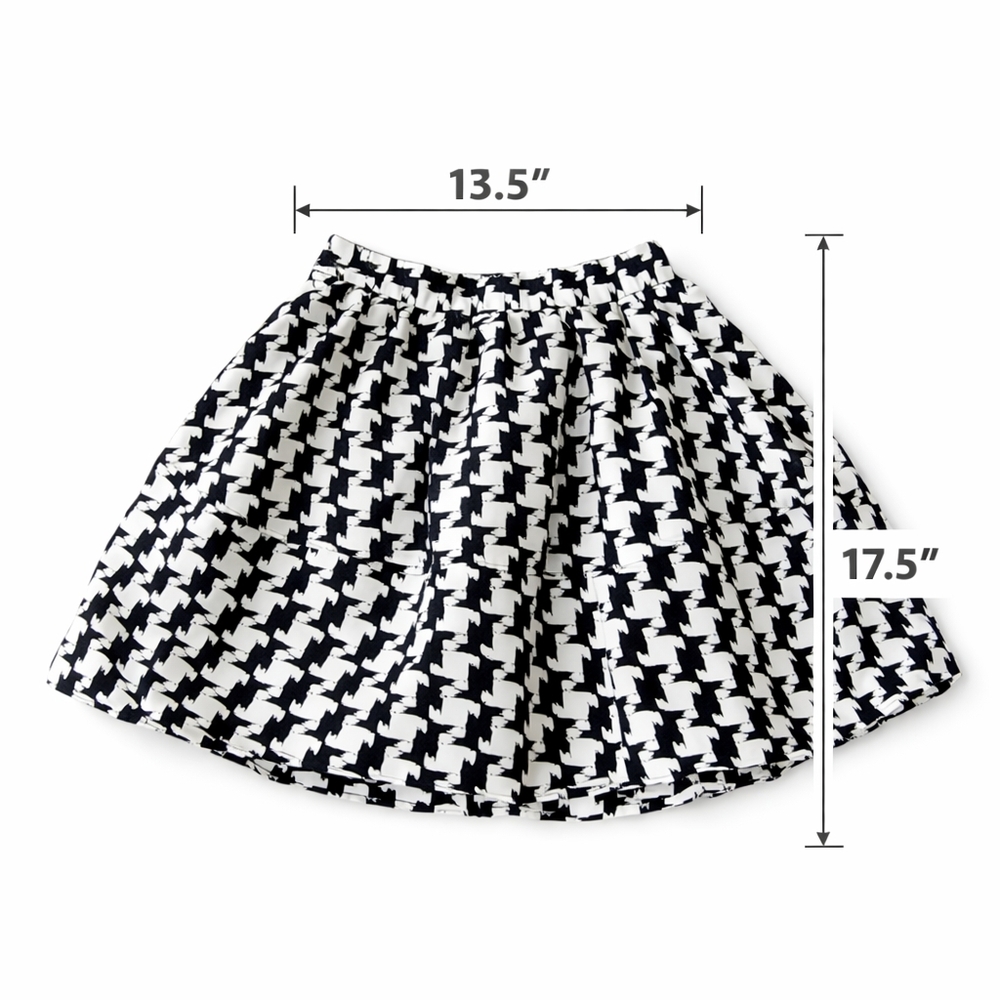 Express Houndstooth Skater Mini Skirt Black White Size 6 - Picture 2 of 5